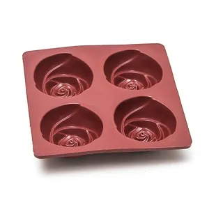 Maé Innovation Silikonform, Rosa, 20 x 20 cm, 4 Mulden, Ø 7,6 x 3 cm, antihaftbeschichtet, 100% Premium-Qualität, hergestellt in Frankreich