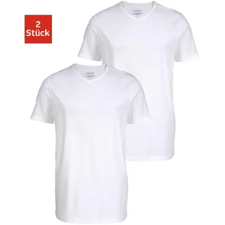 JACK & JONES T-Shirt im Pack JACBASIC V-NECK TEE, Kurzarm, einfarbig, Baumwolle Weiß L
