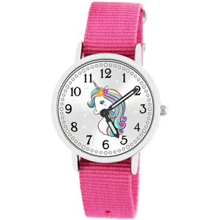 Brecjon Armbanduhr Mädchen Einhorn Lernuhr 5ATM Armband rosa 901