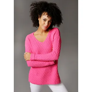 Aniston CASUAL V-Ausschnitt-Pullover, im trendigen Mustermix, pink