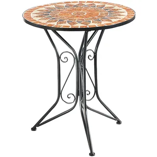 Kobolo Gartentisch Ø 60 x 70 cm Orange/Schwarz klappbar