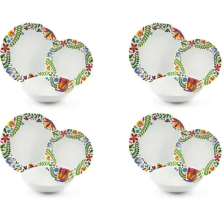 Excelsa Fiesta Tellerservice, 12-teilig, Porzellan, Set für 4 Personen, mehrfarbig
