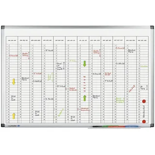 Legamaster 7-412000 Premium Jahresplaner, UV-gehärtetes Whiteboard, vertikale Jahresübersicht, 90 x 60 cm