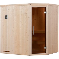 Bild Sauna »Varberg«, (Set), 7,5 kW Bio-Ofen mit digitaler Steuerung beige