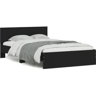 vidaXL Bettgestell mit Kopfteil Schwarz 120x190 cm - Schwarz