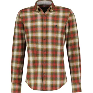 Karohemd LERROS "Karohemd STRUCTURE CHECK", Herren, Gr. S, braun (dried tobacco), 97% Baumwolle, 3% Elasthan, Hemden Karohemd