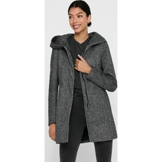 ONLY Damen Eleganter Mantel Leichte Cozy Coat Jacke ONLSEDONA mit Kapuze | XS - Dunkelgrau