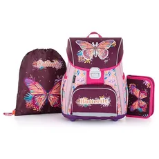 oxybag Schultaschenset PREMIUM Butterfly 3-teilig