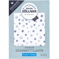 Julius Zöllner 8357158004 Jersey Spanntuch Premium, blickdicht, aus Jersey Doppeltuch, passend für Kinderbetten 60x120 und 70x140 cm, stella blue