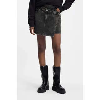 HUGO Jeansrock "Galaxy" mit asymmetrischem Bund, Mini-Länge, schwarz 008