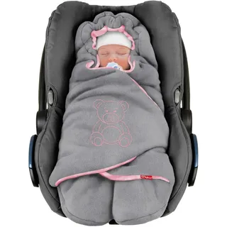ByBoom Einschlagdecke Babyschale Winter - Herbst - Frühling, 'Die Decke' seit 2009, Maxi Komfort - Cosi Bella, Velvet Dunkelgrau/Rosa