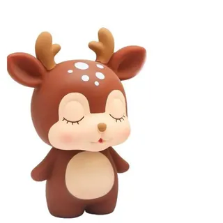 NUOBESTY Spardose Mädchen Hirsch Sparschwein Karikatur Tier Spartopf Geld Kasten-Karikatur Tiermodell Kinder Kleinkinder (Kaffee)