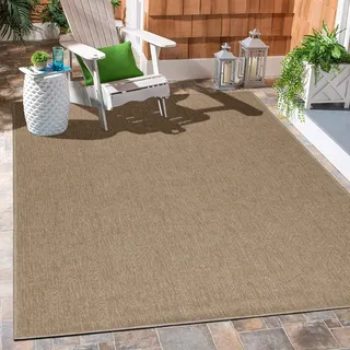 Carpetsale24 Indoor Outdoor-Teppich Flachgewebe Natürlicher Sisal Look Wetterfest Wohnzimmer Balkon Küche Terrasse Boho Design Grösse: 240x340 cm - Beige