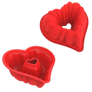 SILIVO Silikon Herz Backform, 2 Stück Herzbackform 20cm, Antihaft Kuchenform Herz 8 Zoll, Silikon Herzform Backform für Herzkuchen, Pudding