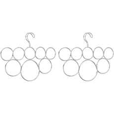 iDesign Rangement suspendu à anneaux, Rangement Foulard en métal Pour ne Plus froisser, Porte écharpe, cravates et ceintures, argenté (Packung mit 2)