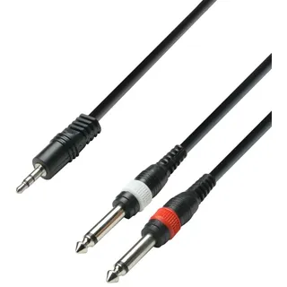 Adam Hall Cables 3 STAR YWPP 0600 - Y-Kabel | 2x 6,3mm Klinkenstecker mono auf 3,5mm Miniklinkenstecker stereo; 6m
