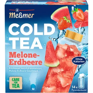 Meßmer Cold Tea Melone-Erdbeere | Früchtetee | Kaltaufguss | ohne Zuckerzusatz | 14 Pyramidenbeutel