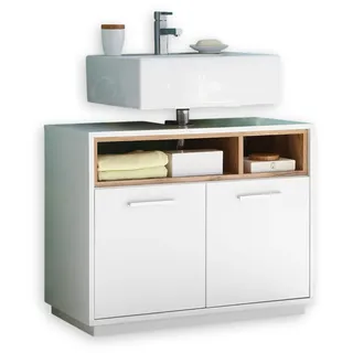 Stella Trading Waschbeckenunterschrank 80 x 64 x 40 cm Weiß Hochglanz