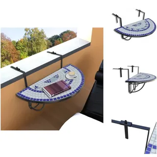 vidaXL Balkonhängetisch Mosaik Blau und Weiß - Gartentische - Blau