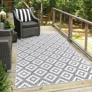 carpet city Outdoor-Teppich Wetterfest Balkon Terrasse Modern Geometrisches Muster in Anthrazit; Größe: 120x170 cm