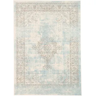 Pergamon Designer Teppich Passion Vintage Bordüre , Blau, Beige , Textil , 120x170 cm , Teppiche und Böden, Teppiche, Vintageteppiche