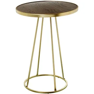 Beistelltisch aus Holz und Metall in Nussbaum und Gold, 40 x 40 x 54,5 cm