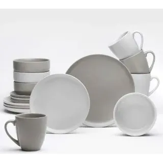 Kombiservice - Sandfarben - Taupe - für 4 Personen - Steingut - Taupe