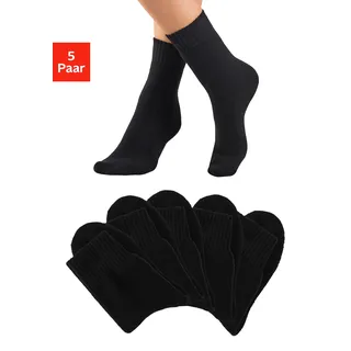 Basicsocken LAVANA, Damen, Gr. 39-42, 5x schwarz, Baumwollmischung, unifarben, elastisch, Socken Basicsocken, Thermosocken mit Vollfrottee