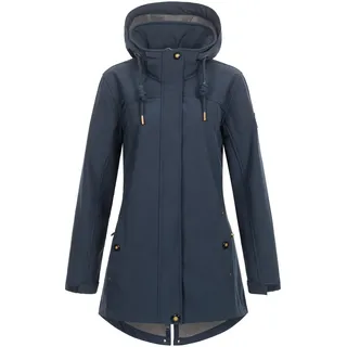 Ankerglut Damen Softshellmantel Kurzmantel mit Kapuze Gefüttert Übergangsjacke #ankerglutbrise Softshelljacke, Navy, 44