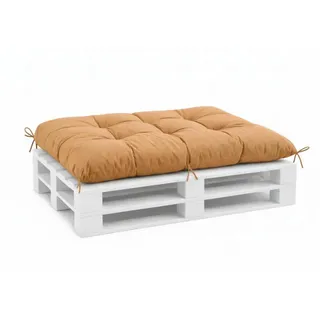 VBChome Palettenkissen für Europaletten Möbel Palettenauflage Garten Balkon 12 Farben mit Schaumstoffflocken Füllung Hellbraun Sitzkissen 120 x 80 cm