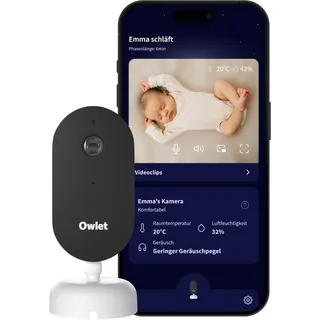 Owlet Dream SightTM – Babyphone mit 2K-Kamera, Nachtsicht, Weinen-/Bewegungs-/Geräuscherkennung, Temperatur- & Luftfeuchtigkeitsüberwachung, sichere WLAN-Verbindung, 2-Wege-Audio, Dream Sock®