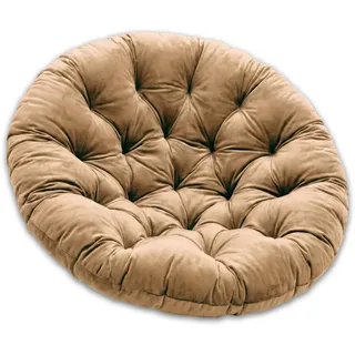 SuperKissen24. Kissen für Hängesessel, Hängestuhl - Runde Sitzkissen mit Silikonfaser - Kissen für Hängeschaukel aus Samtstoff - Hängesitz - Indoor & Outdoor - Dekokissen für Allergiker - Beige