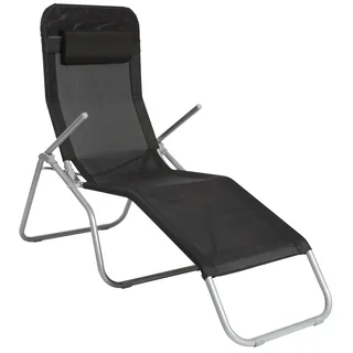 Merxx Gartenliege XXL 200 x 67 x 116 cm Schwarz/Silber