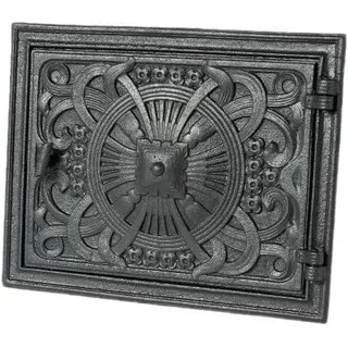 Gusseisen Kaminofen Tür, Handgefertigte, Hitzebeständig 800°C – Vintage Metall Ofentür, Pizzaofen Tür, Feuerschale Tür, Antike Gusseisen Tür, 32,5 x 25,5 cm, Premium Feuer Tür (Schwarz) - Schwarz