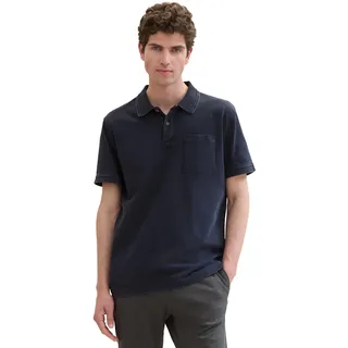 Poloshirt TOM TAILOR, Herren, Gr. S, blau (sky captain blau), Jersey, Obermaterial: 100% Baumwolle, unifarben, regular fit taillenbedeckt, ohne Ausschnitt, Shirts Poloshirt, mit Brusttasche