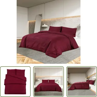The Living Store Bettwäsche-Set Bordeauxrot 220x240 cm Baumwolle - Rot
