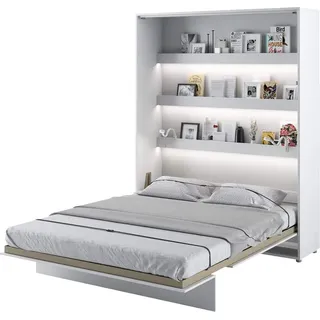 Furniture24 Schrankbett Bed Concept, Wandklappbett mit Lattenrost, V-Bett, Wandbett Bettschrank Schrank mit integriertem Klappbett Funktionsbett BC-12, 160 x 200 cm, Weiß/Weiß Hochglanz, Vertical - Weiß