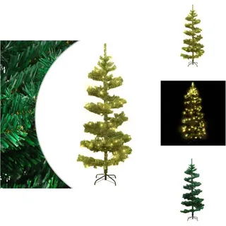 vidaXL Spiral-Weihnachtsbaum mit Beleuchtung und Ständer Grün 150 cm - Weihnachtsbäume - Grün