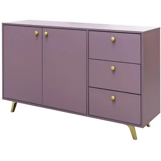 agmat-furniture Kommode Siena mit 3 Schubladen und 2 Türen, Sideboard in Farbe: Lila, Schrank in Größe: 140 x 86 x 41 cm Wohnzimmer, Kommoden - Sideboards, Kommoden