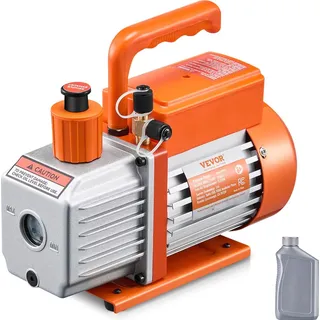 Vevor Vakuumpumpe, 3,5 CFM, HVAC 1-stufige Drehschieber-Vakuumpumpe, für R134a R22 R410a Systeme, Auto-AC-Vakuumpumpen-Kit mit Ölflasche, für die Wartung von Auto-Klimaanlagen und Harzentgasung