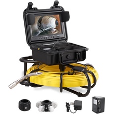 VEVOR Kameraset mit Endoskop zur Inspektion von Truten, LCD-Bildschirm, bunt, 22,8 cm (9 Zoll), wasserdichtes Kabel, 91,5 m, tragbare Inspektionskamera, Akku 4500 mAh, für Röhren, Blickwinkel 130 °