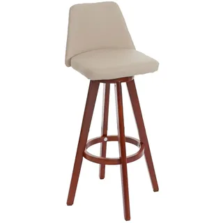Mendler Barhocker HWC-C43 drehbar Holz Kunstleder 2er Set Creme