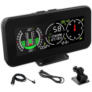 BELEY M60 GPS Neigungsmesser Offroad Auto - DC 10V-30V Multifunktions-Tachometer Digitaler Winkelmesser Kfz mit Koordinatenanzeige