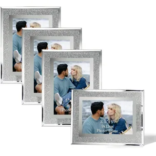 PETAFLOP Bilderrahmen 9x13CM, Bilderrahmen Glas 4er-Set für Hochzeiten, Häuser, Büros