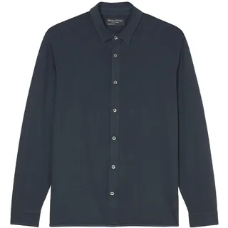 Marc O'Polo Herren Freizeithemd mit Stretch-Anteil Regular Fit, Blau (Dark Navy), L