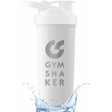 GYMSHAKER Edelstahl Shaker 900 ml - Wabenstruktur-Sieb für cremige Protein Shakes - auslaufsicher & BPA frei - Weiß