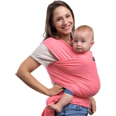 CuddleBug Tragetuch Baby Neugeborene - Elastisches Babytrage Neugeborene ab Geburt & Kleinkinder bis 16Kg - Einfach zu binden (Rosa/Pink)
