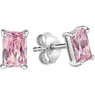 FIRETTI Ohrstecker Quadrat Silber 925 Zirkonia pink