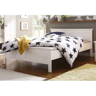 Home affaire Massivholzbett »Indra, TOPSELLER, Landhausstil, edles Design,zertifiziertes Massivholz« mit dekorativen Fräsungen, weiß