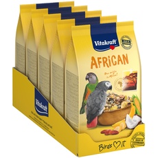 Vitakraft African, Futter für afrikanische Papageien, mit wichtigen Vitaminen und Magenkiesel, in Vorratsgröße (5x 750g)